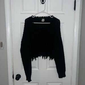 Elegant Black Crew Neck Sweater